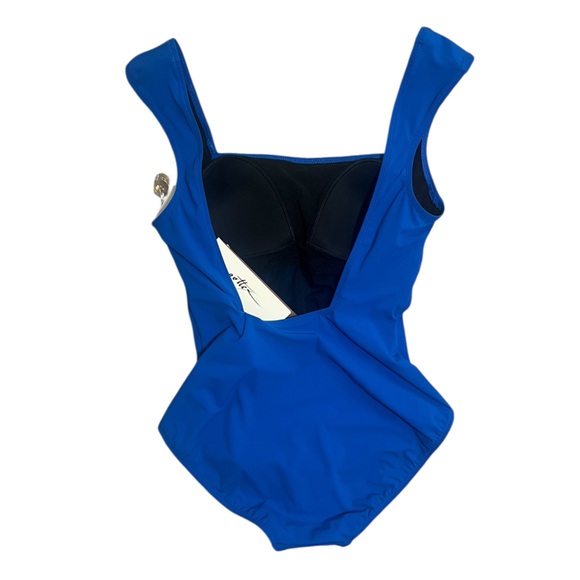 GOTTEX cobolt blue Montecarlo cap sleeve square neck one piece swimsuit size 8 - Picture 3 of 8